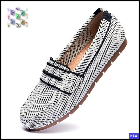 Shoes - Knit Loafers Slip On Walking Shoes Comfortable Dressy Casual Work Flats
